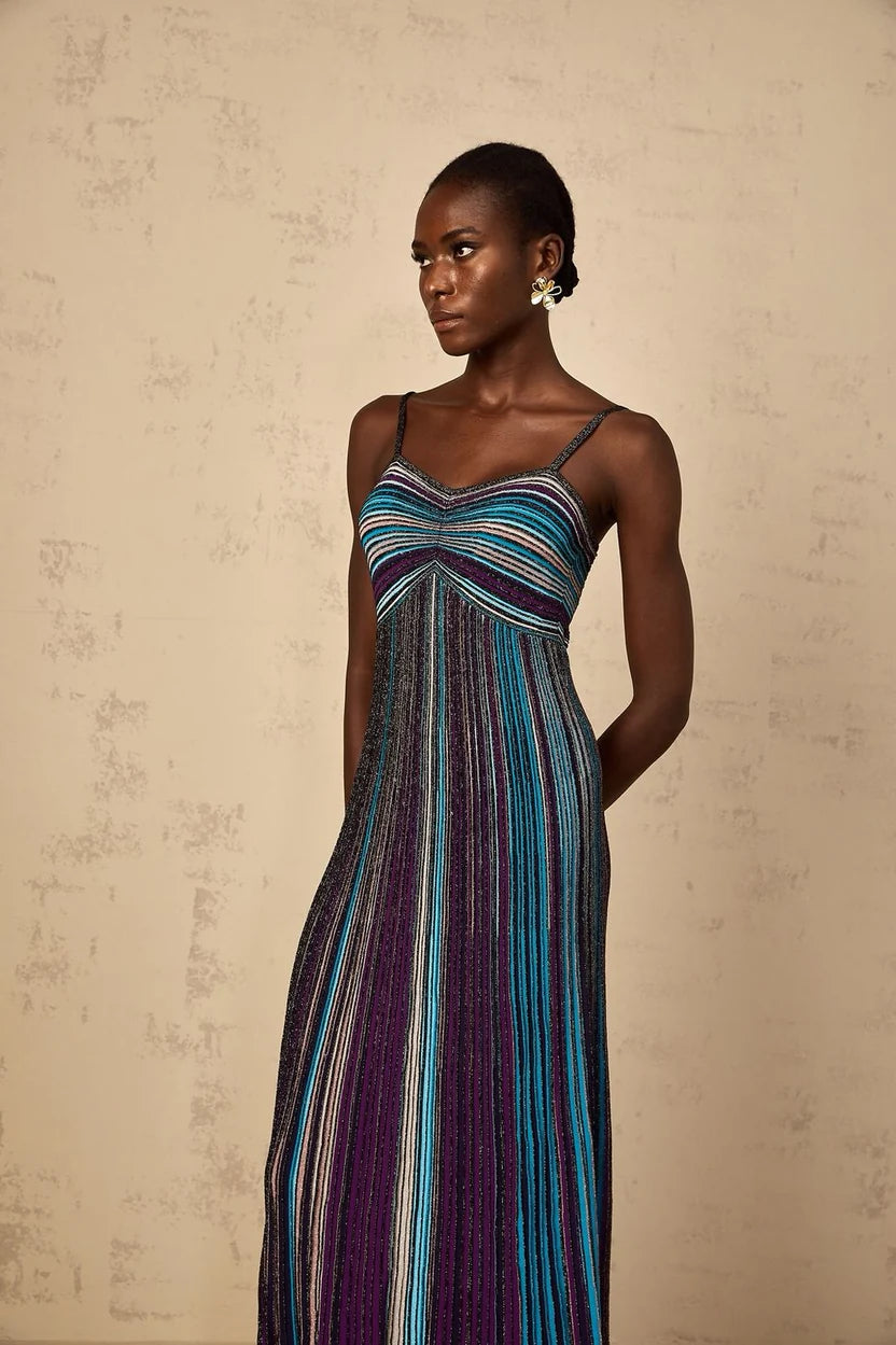 Missoni Blue Sequin-embellished Sleeveless Maxi dress