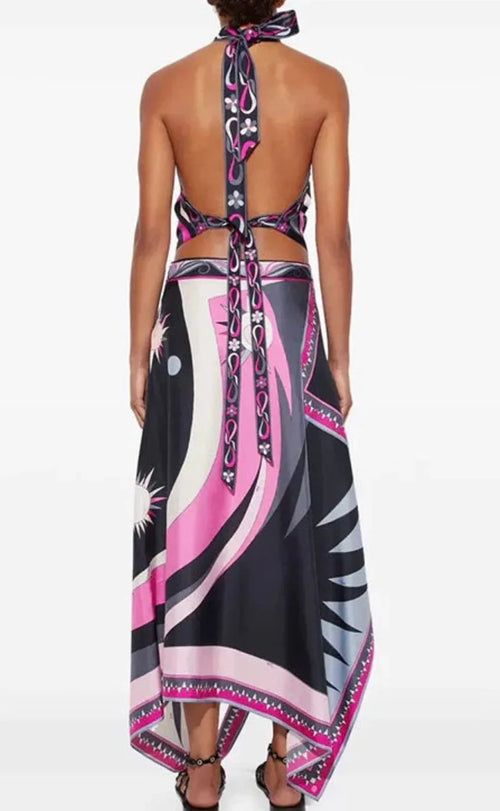 Buy Pucci Pink Stella-print Asymmetrical Midi Skirt