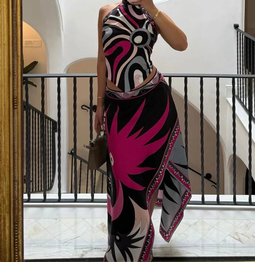 Buy Pucci Pink Stella-print Asymmetrical Midi Skirt