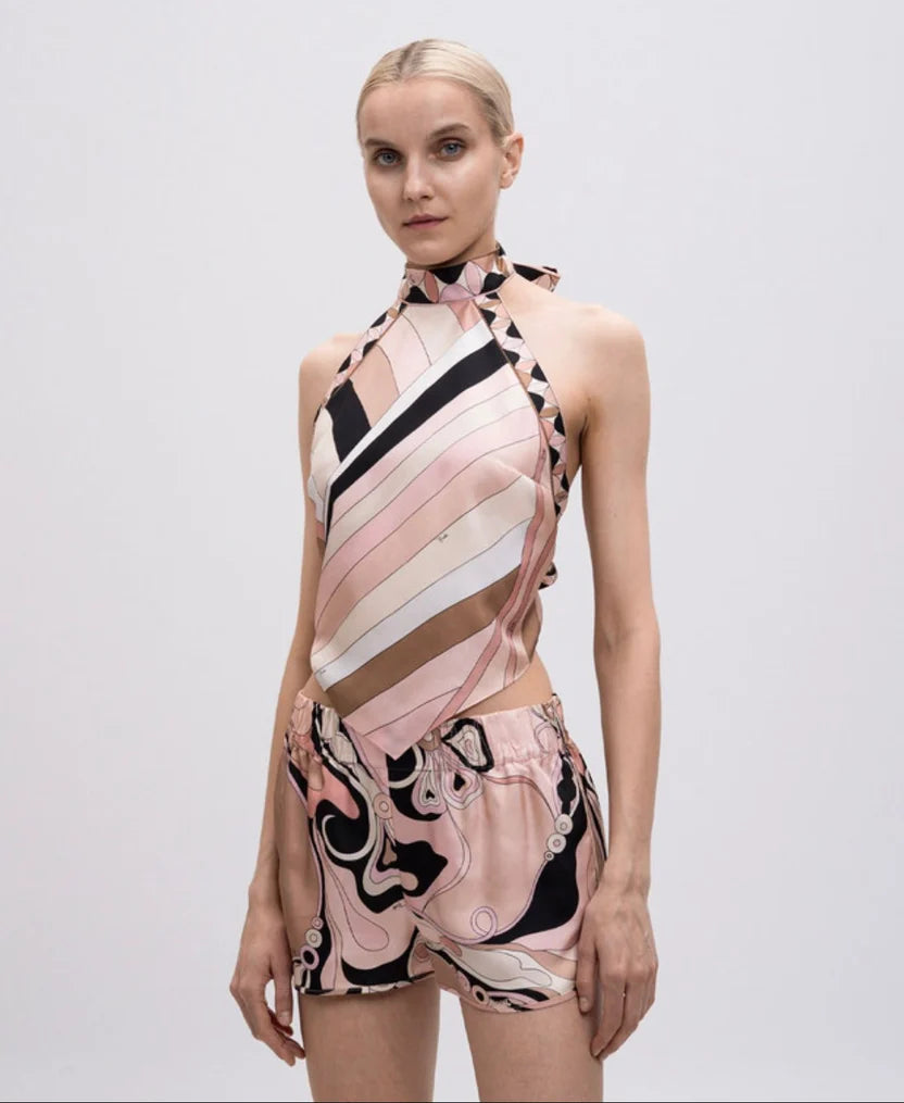 PUCCI - Pink striped silk top