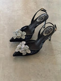 René Caovilla Neutral Peach Flower 80 Sandals