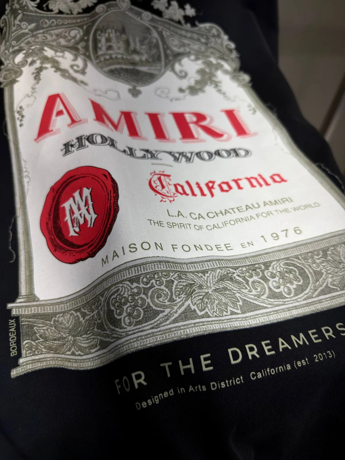 AMIRI Black Cotton Chateau Stamp T-Shirt
