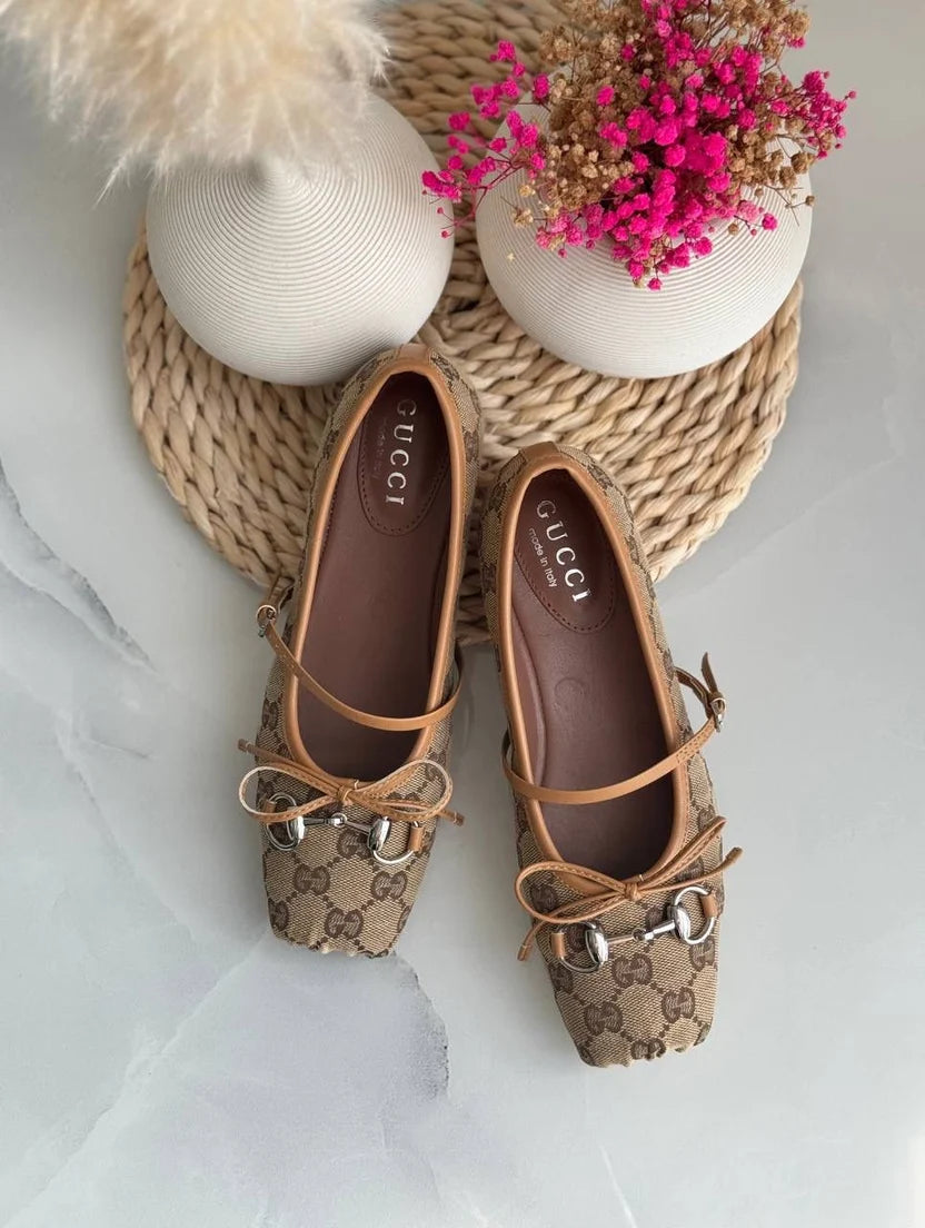 Gucci Burgundy Horsebit Ballerina Flats