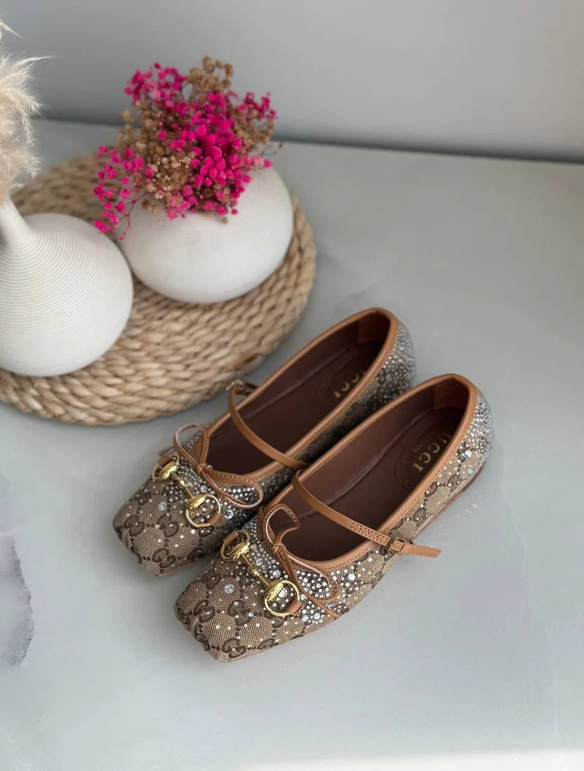 Gucci Burgundy Horsebit Ballerina Flats
