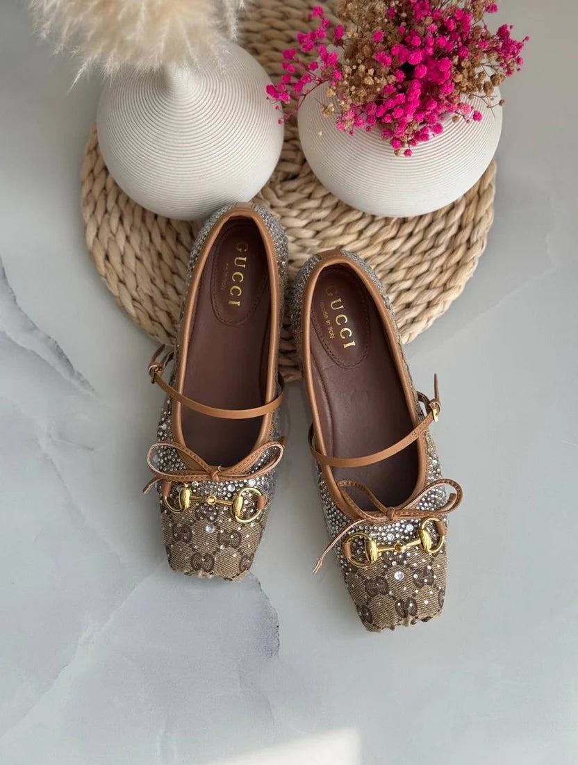 Gucci Burgundy Horsebit Ballerina Flats