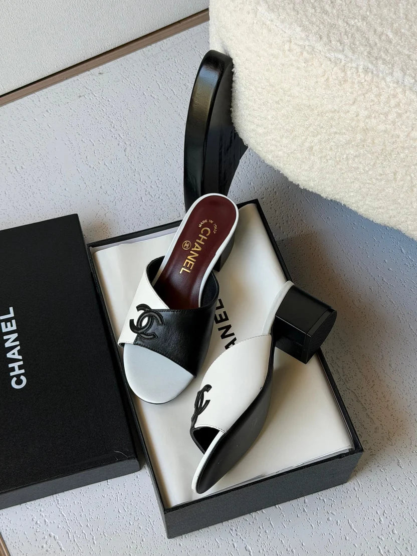 Chanel Leather CC Sandals