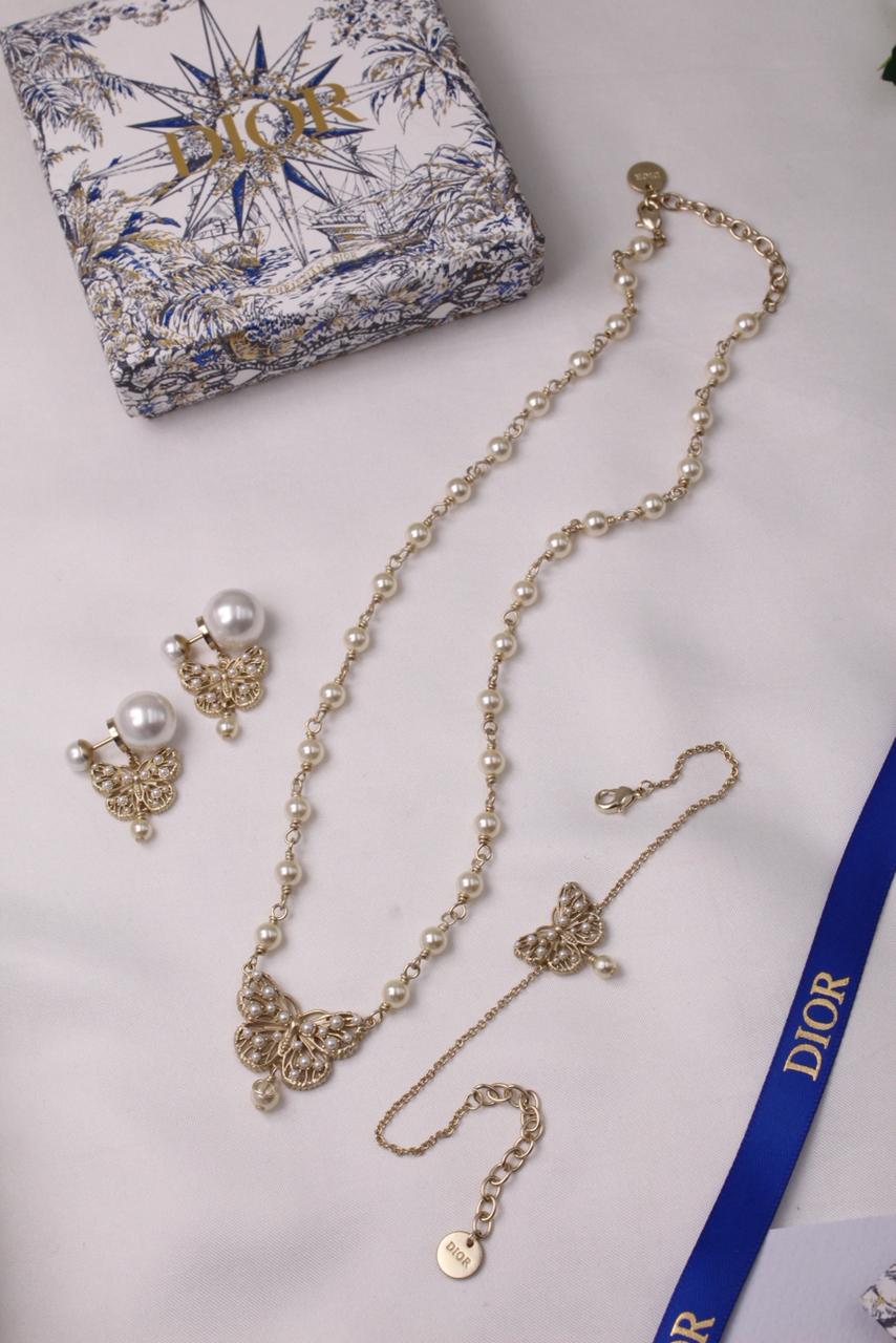 Dior Butterfly and Pearl Jewelry Set