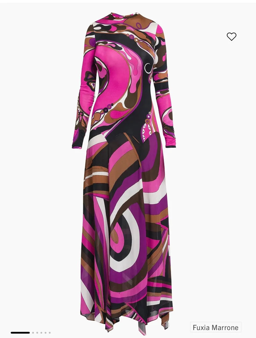 Pucci Parade Jersey Organzino Maxi Dress