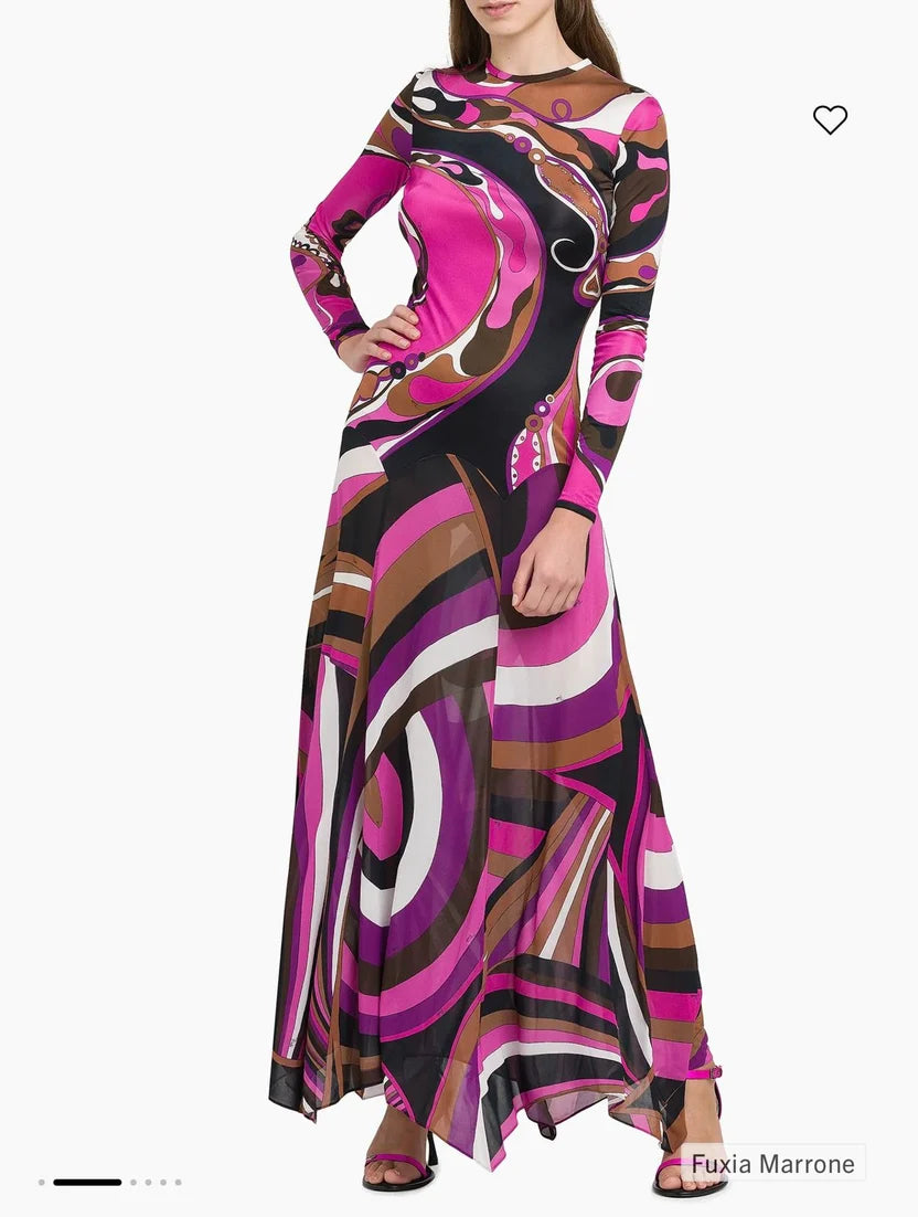 Pucci Parade Jersey Organzino Maxi Dress