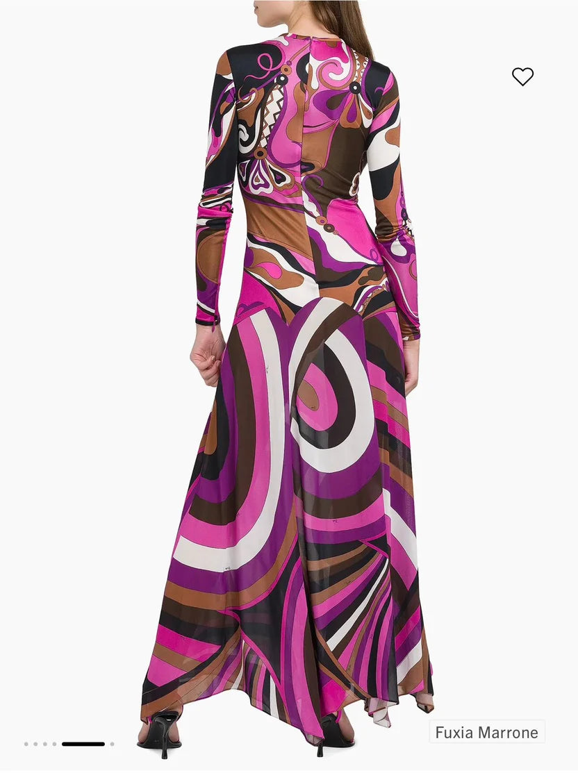 Pucci Parade Jersey Organzino Maxi Dress