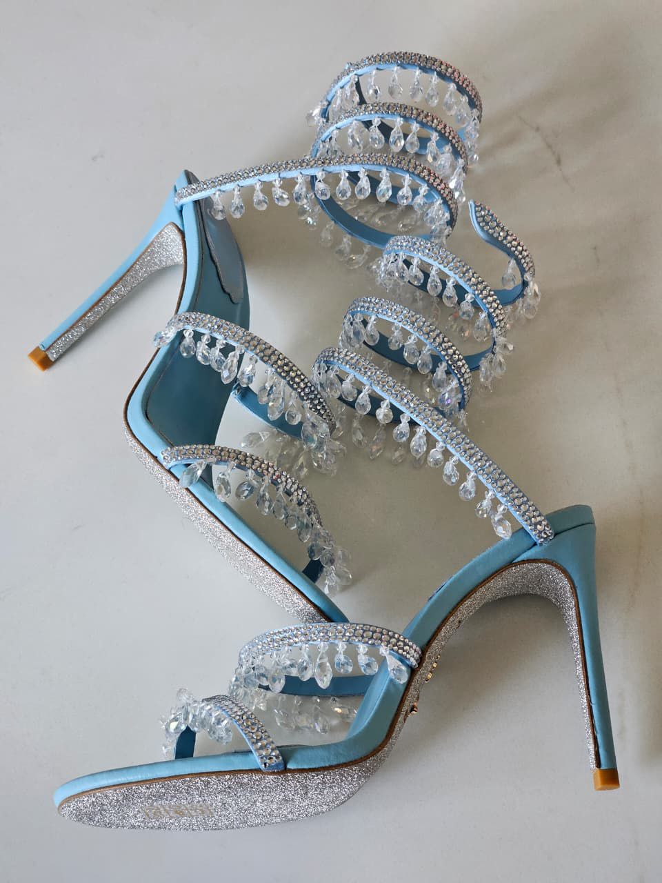 Buy René Caovilla Blue Chandelier 105 Sandals