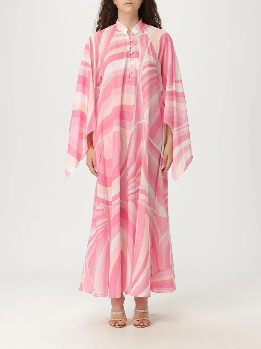 pPucci Pink Iride-print Kaftan in Cotton-