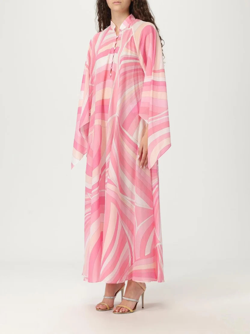pPucci Pink Iride-print Kaftan in Cotton-