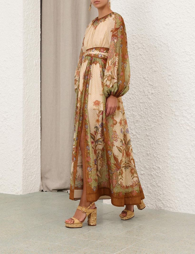 Zimmermann Neutral Indra Belted Dress in Linen