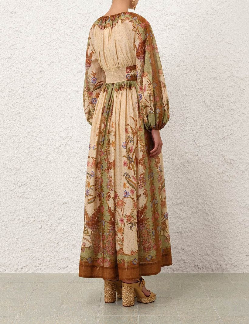 Zimmermann Neutral Indra Belted Dress in Linen