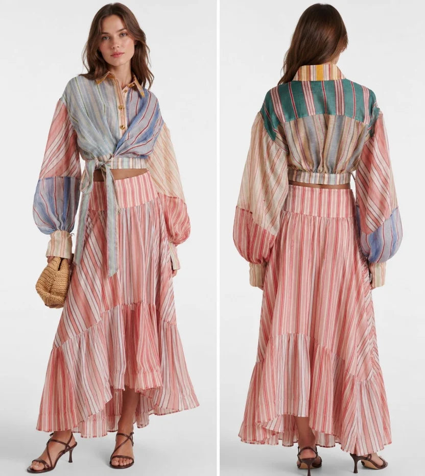 ZIMMERMANN Rebellion Striped Midi Dress