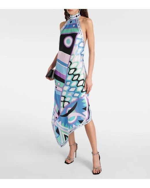 Pucci Neutral Stella-print Asymmetrical Dress