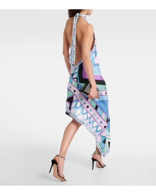 Pucci Neutral Stella-print Asymmetrical Dress