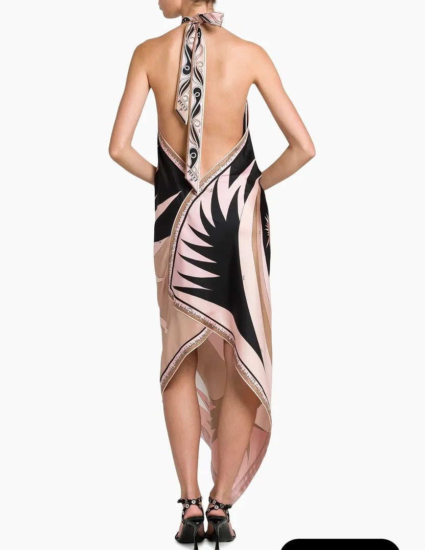 Pucci Neutral Stella-print Asymmetrical Dress