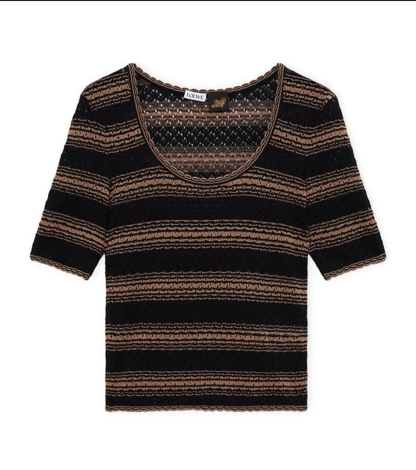 LOEWE Black x Paula's Ibiza Stripe Short-Sleeve Sweater