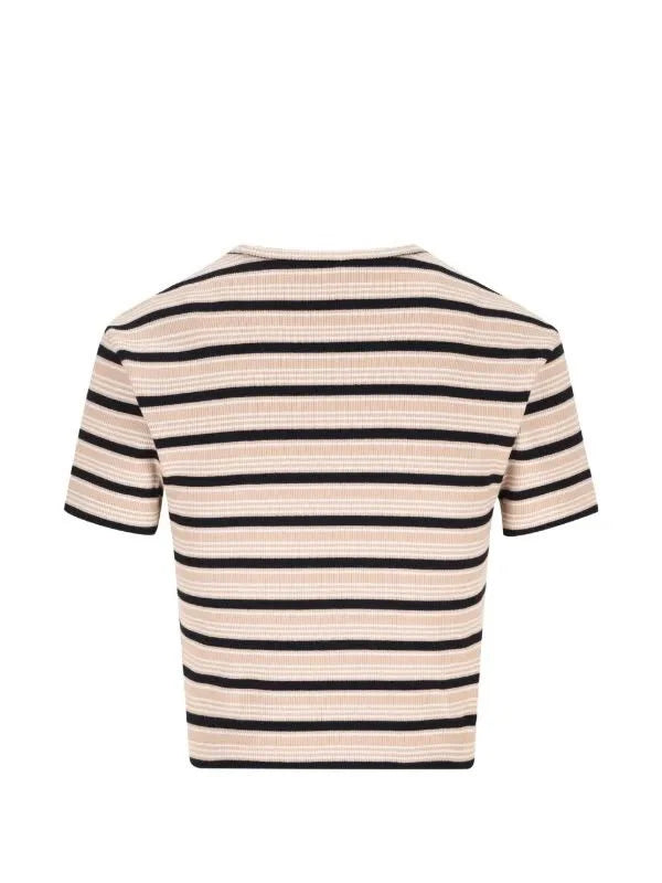 FENDI Striped logo-patch T-shirt