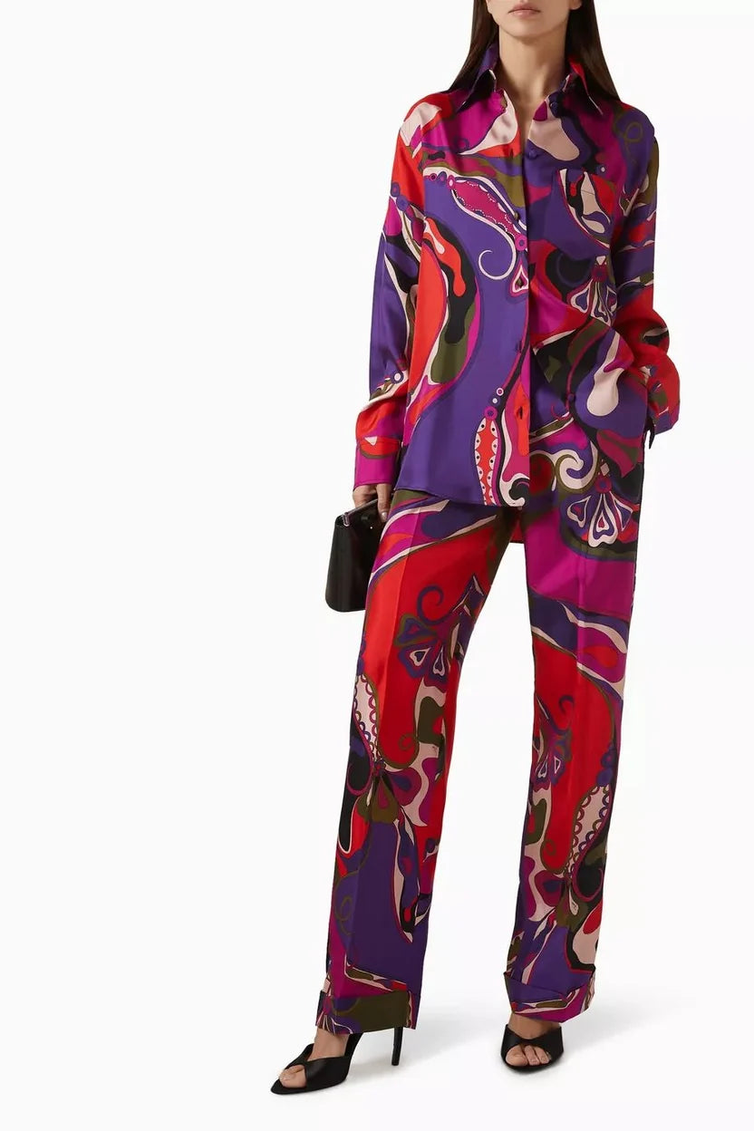 Pucci Orchidee Print Silk Pajama Trousers