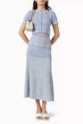 SANDRO Blue Davine Cropped Top in Knit
