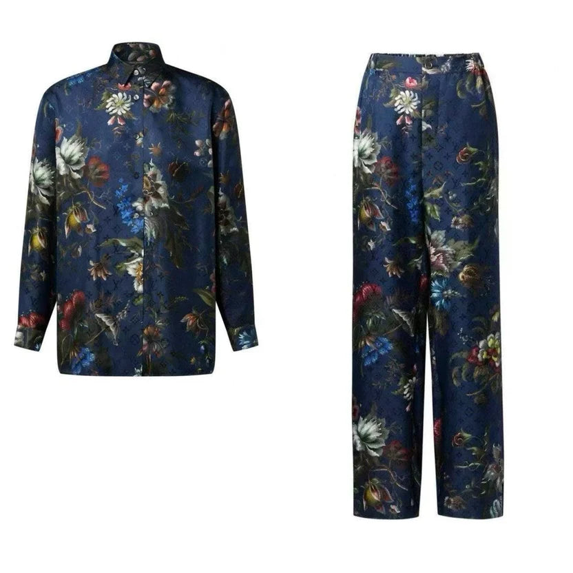 LV Dark Floral Print Pants & shirt