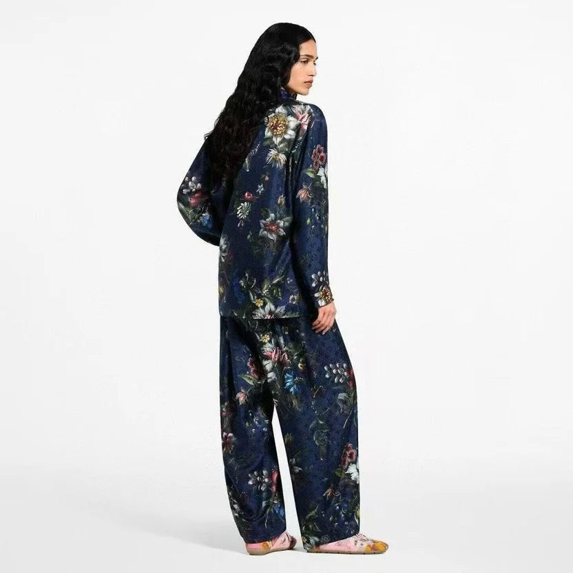 LV Dark Floral Print Pants & shirt