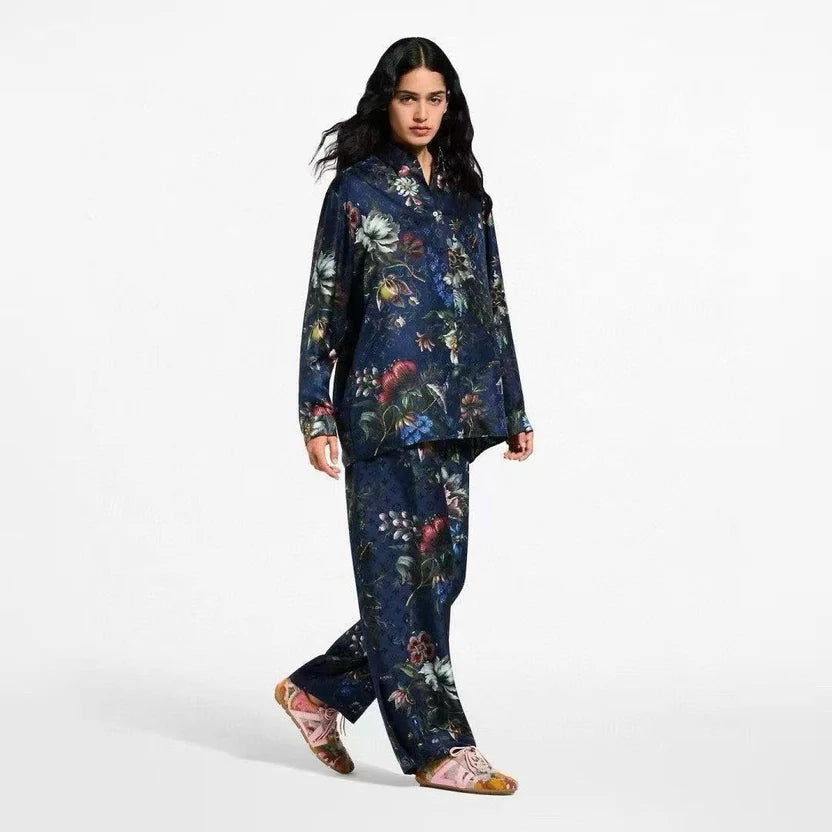 LV Dark Floral Print Pants & shirt
