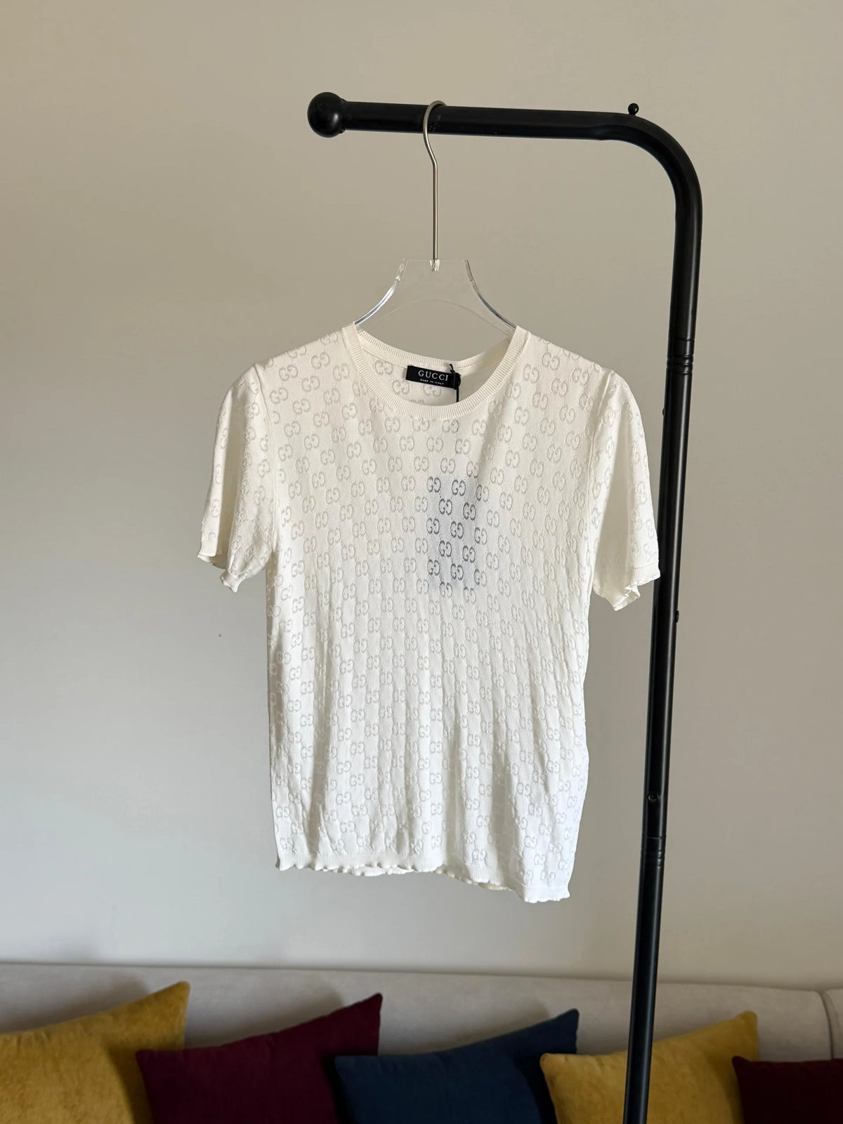 Gucci White Crewneck Top in Cotton