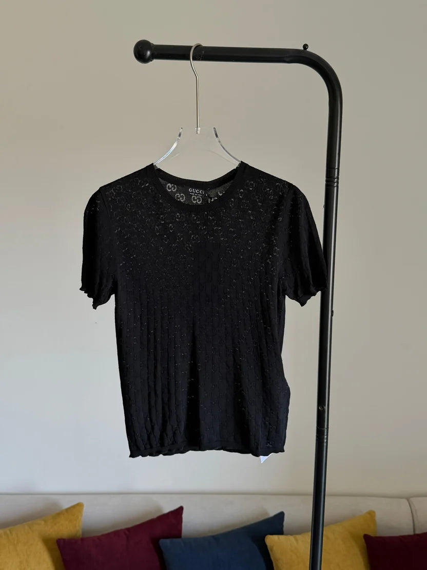Gucci White Crewneck Top in Cotton