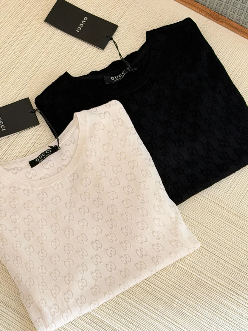 Gucci White Crewneck Top in Cotton