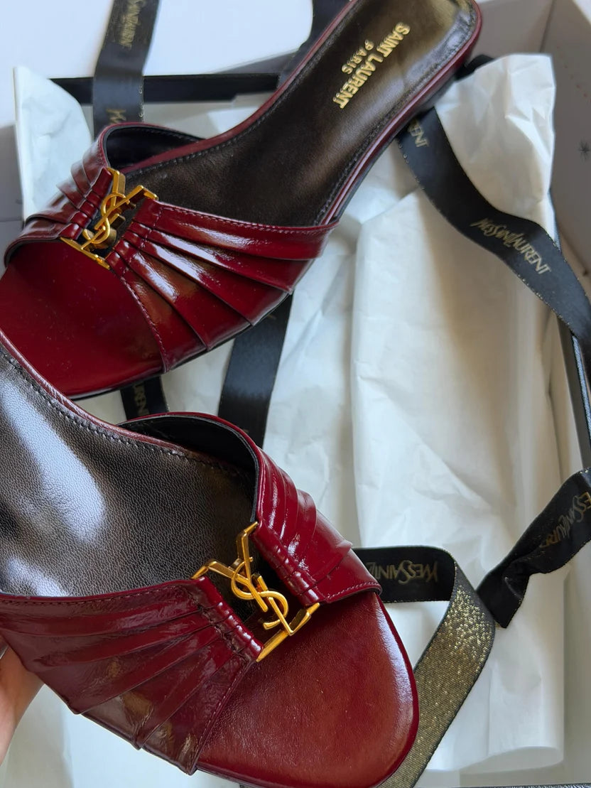 SAINT LAURENT Brown Babylone Slides
