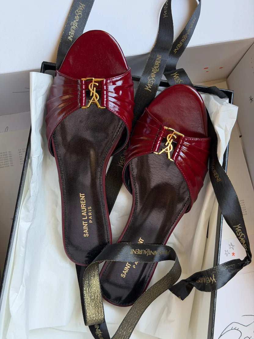 SAINT LAURENT Brown Babylone Slides