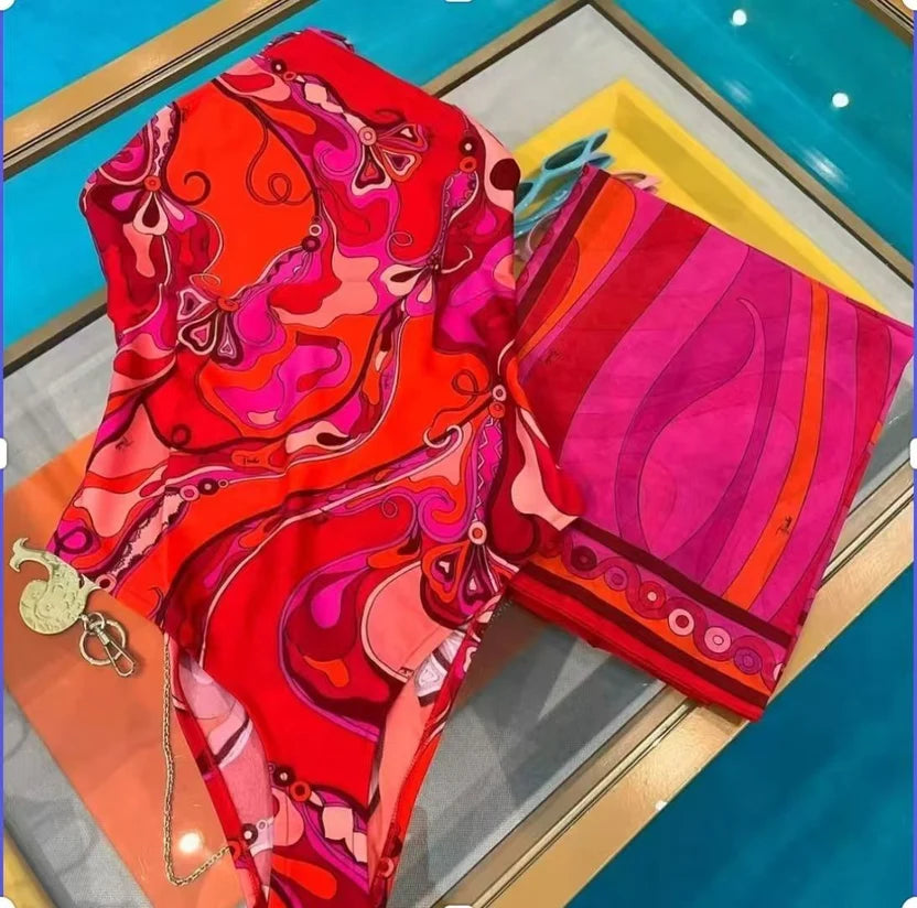 Pucci Pink Orchidee-print One-piece Swimsuit