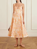 Zimmermann Orange Rebellion Drape Midi Dress