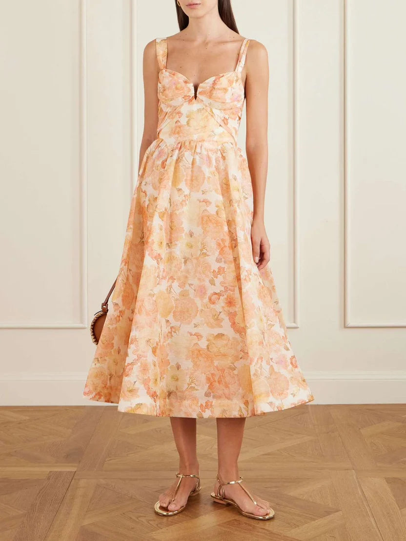 Zimmermann Orange Rebellion Drape Midi Dress