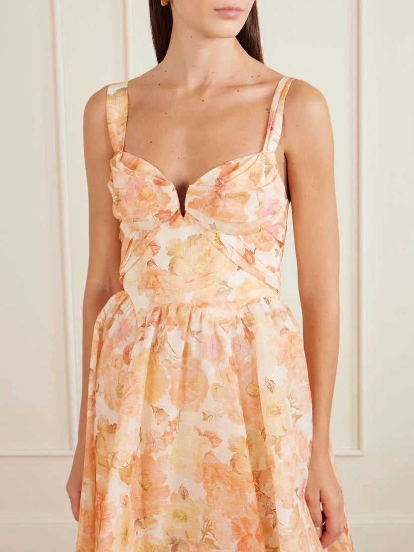 Zimmermann Orange Rebellion Drape Midi Dress