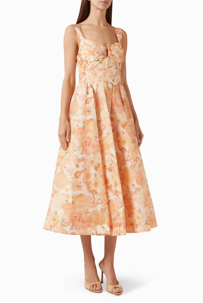 Zimmermann Orange Rebellion Drape Midi Dress