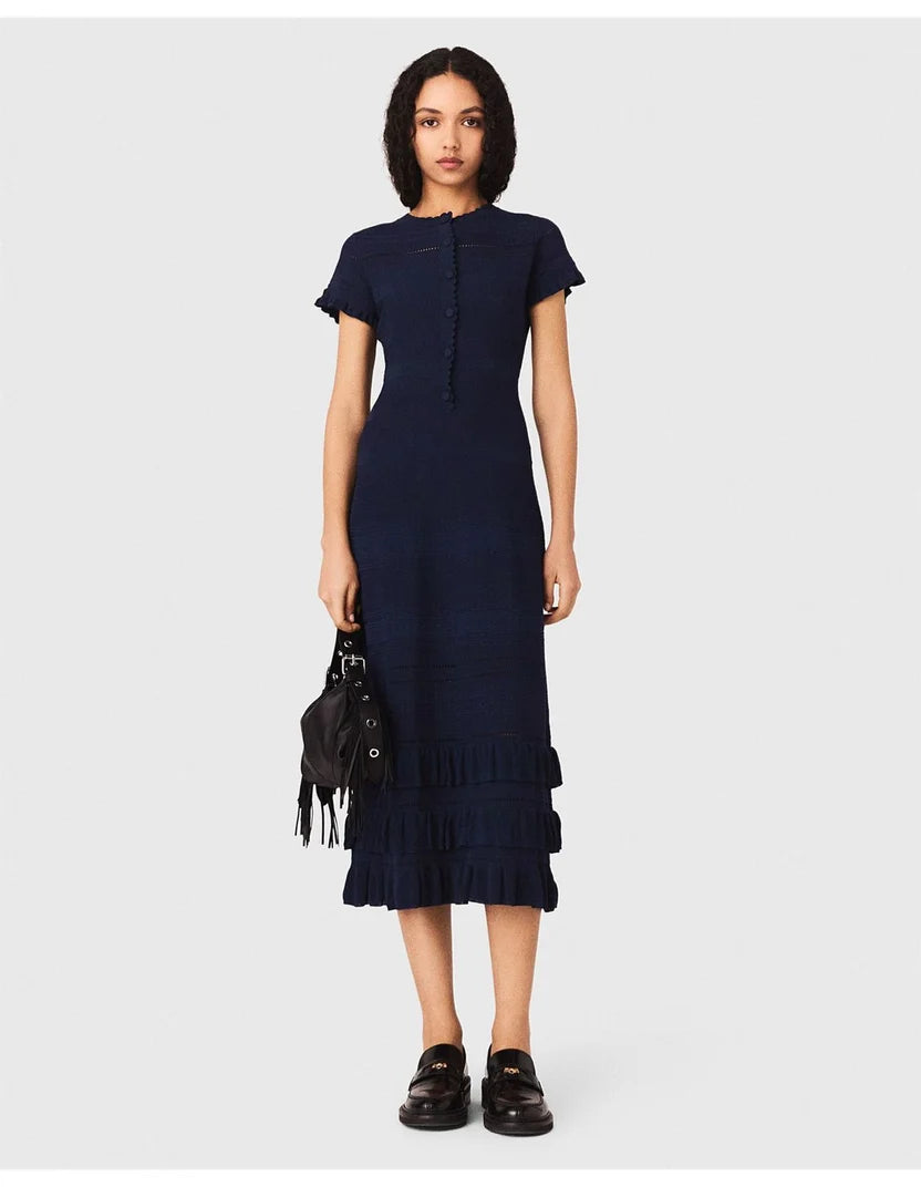 Maje Pointelle Midi Dress