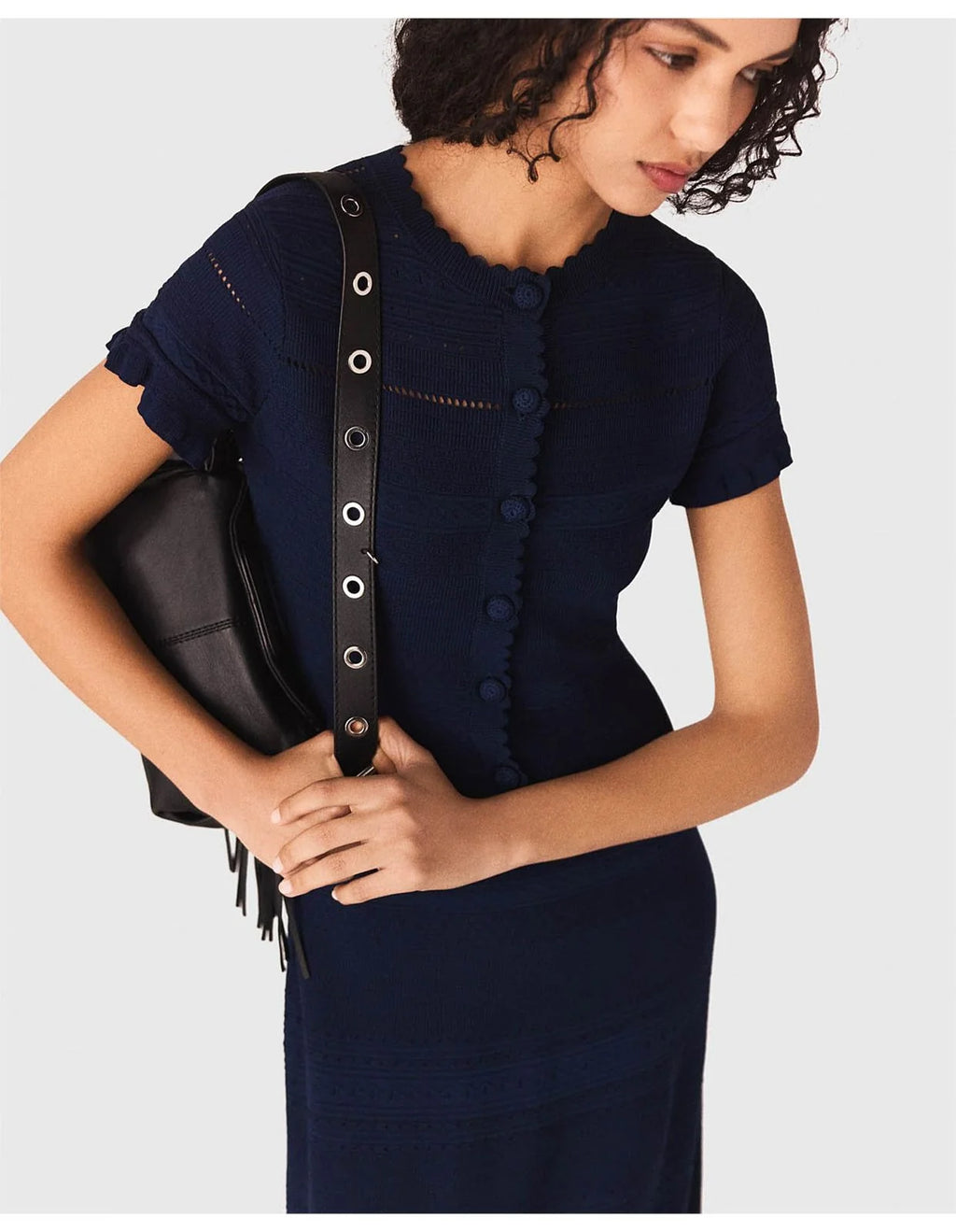 Maje Pointelle Midi Dress