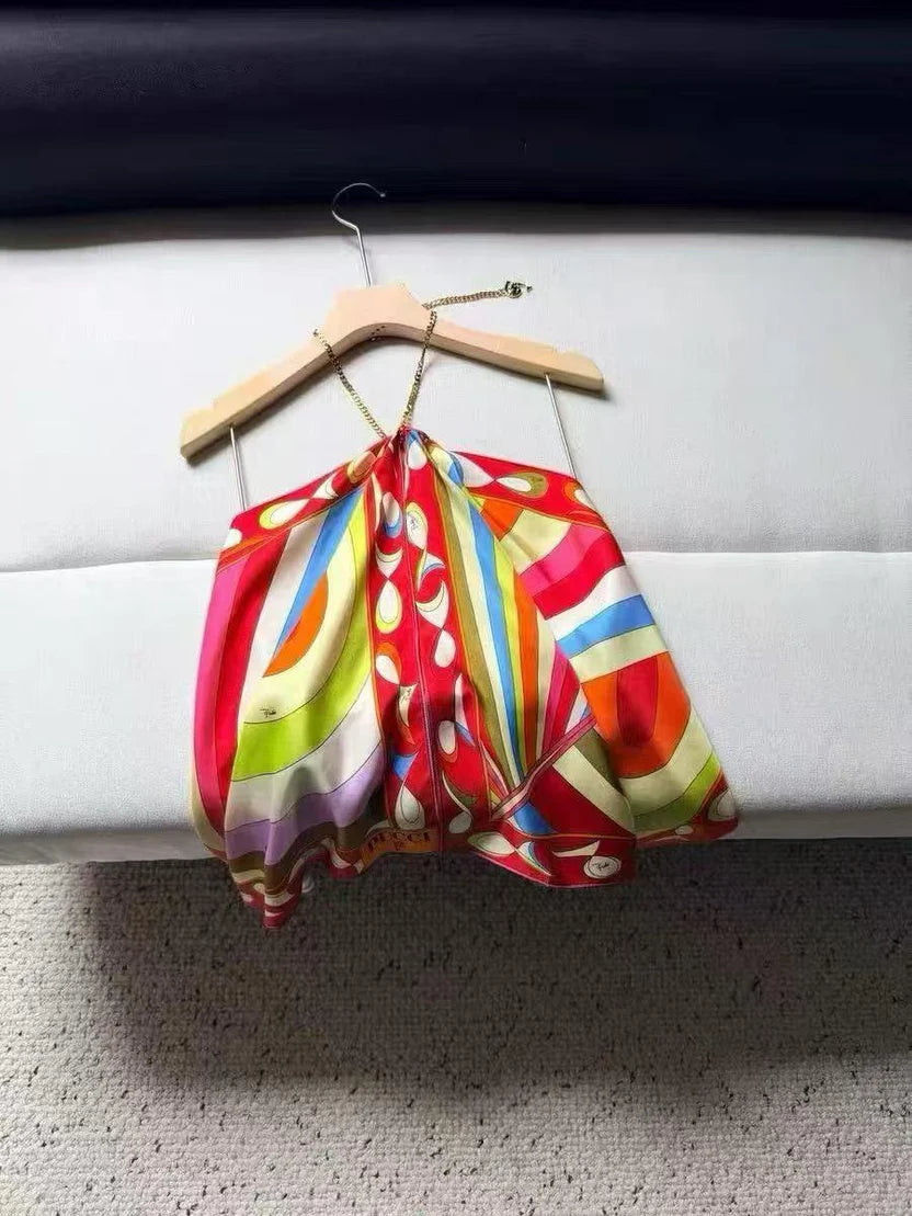 Pucci Multicolour Iride & Pesci-print Scarf Top