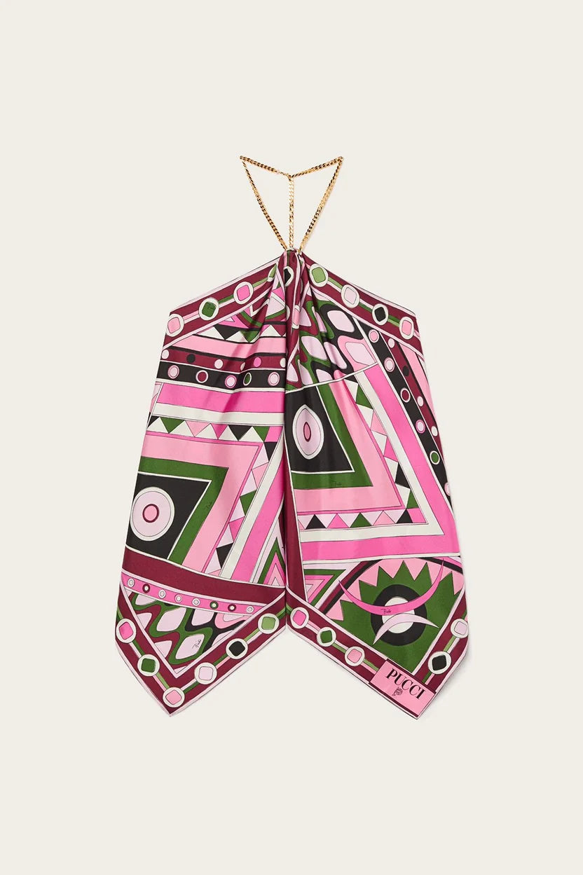 Pucci Vivara Print Sleeveless Silk Top