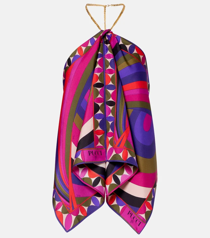 PUCCI Iride Embellished Silk Twill Top