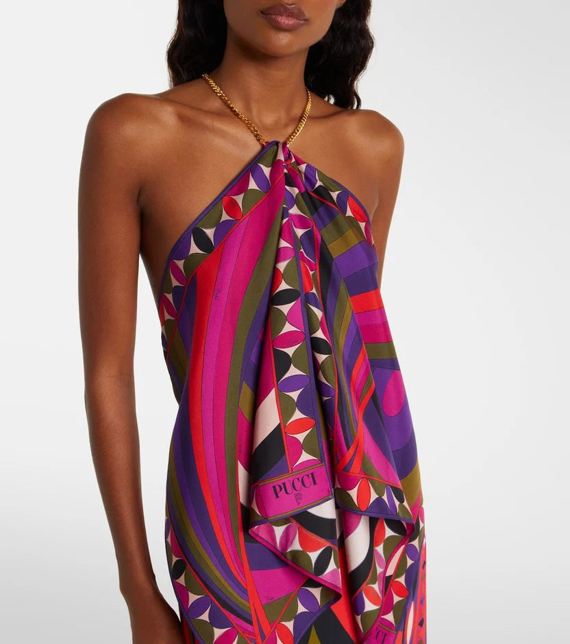 PUCCI Iride Embellished Silk Twill Top