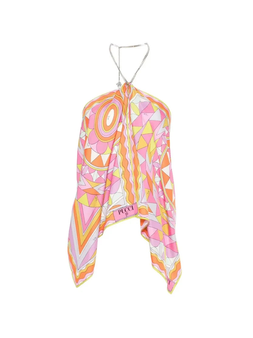 PUCCI geometric-print chain-link Halterneck Top