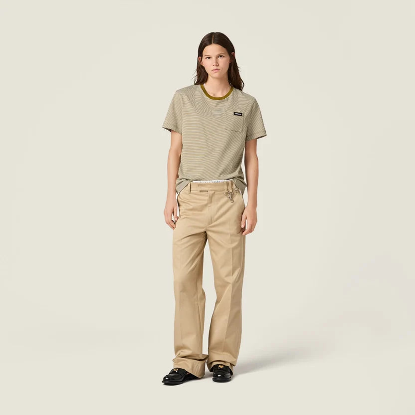 Miu Miu Ivory/olive Cotton T-shirt