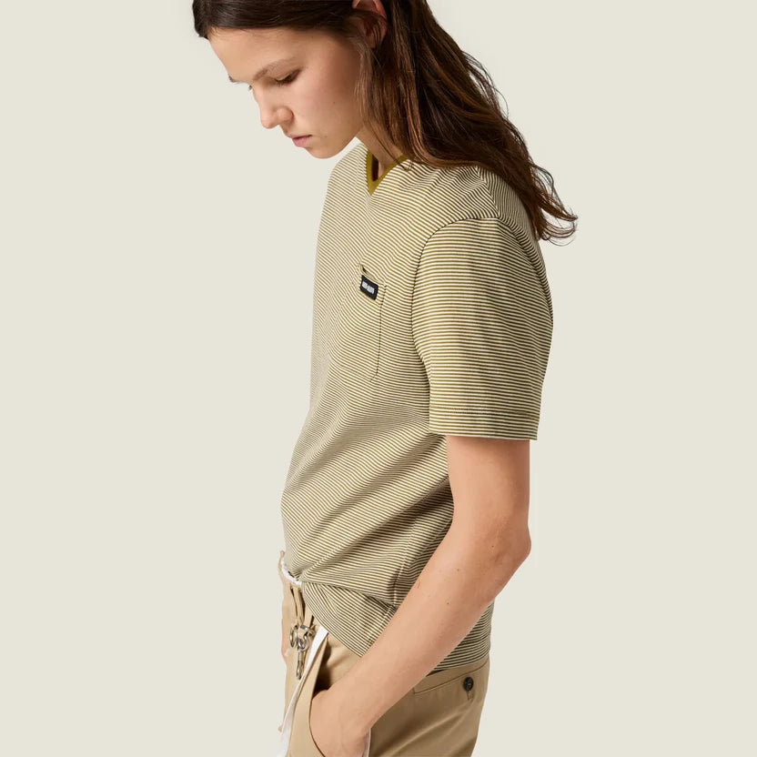 Miu Miu Ivory/olive Cotton T-shirt