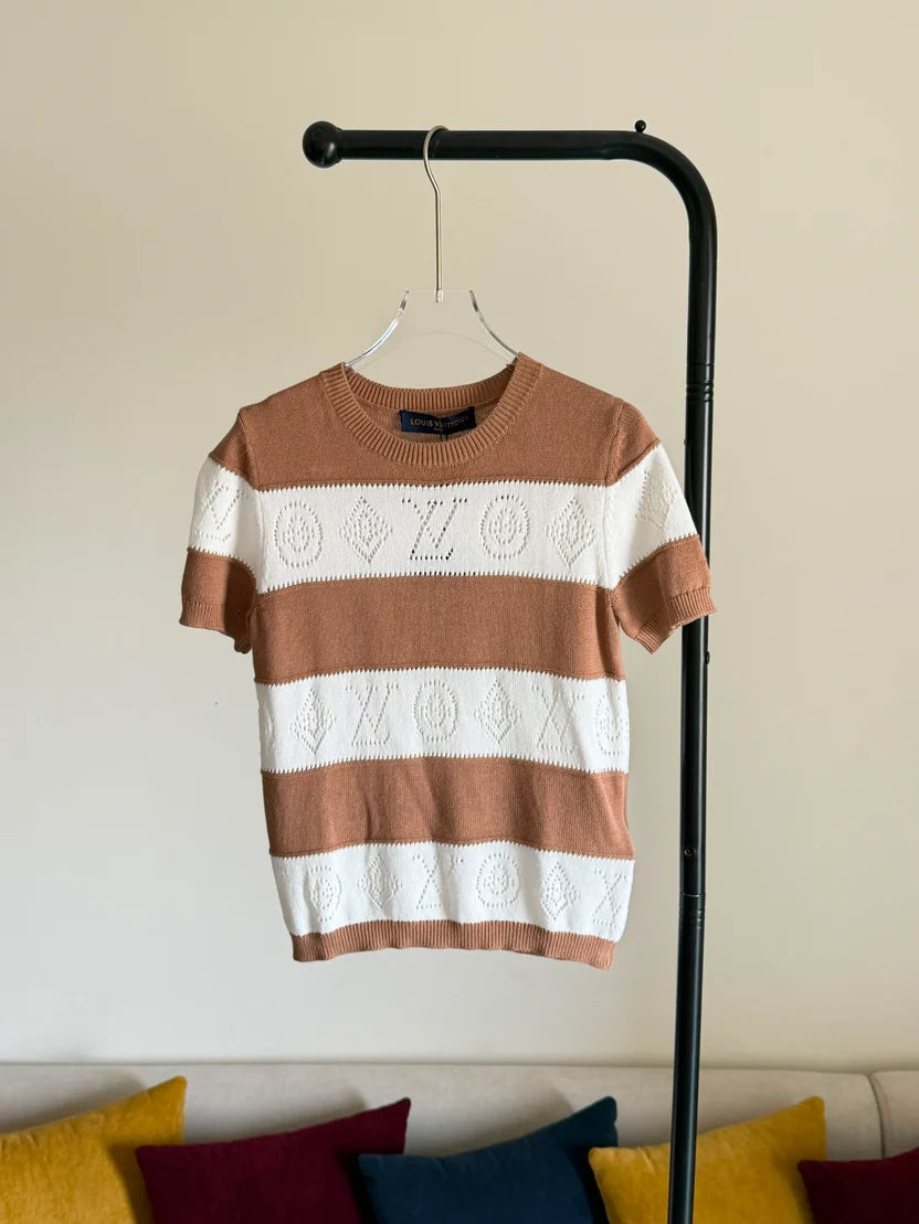 Louis Vuitton Openwork Striped Knit Top